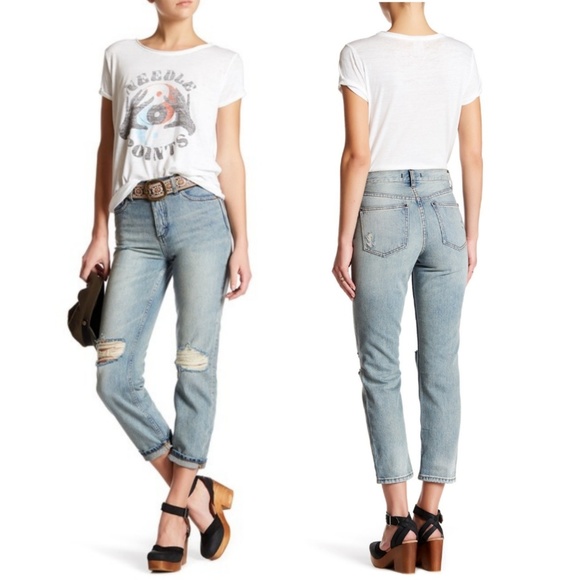 Free People Denim - Free People 'Destroyed Syxx' Boyfriend Jeans